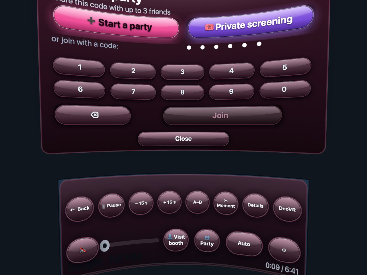 The party dialog with the code.