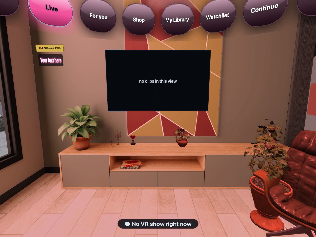 The Live tab with a running show.